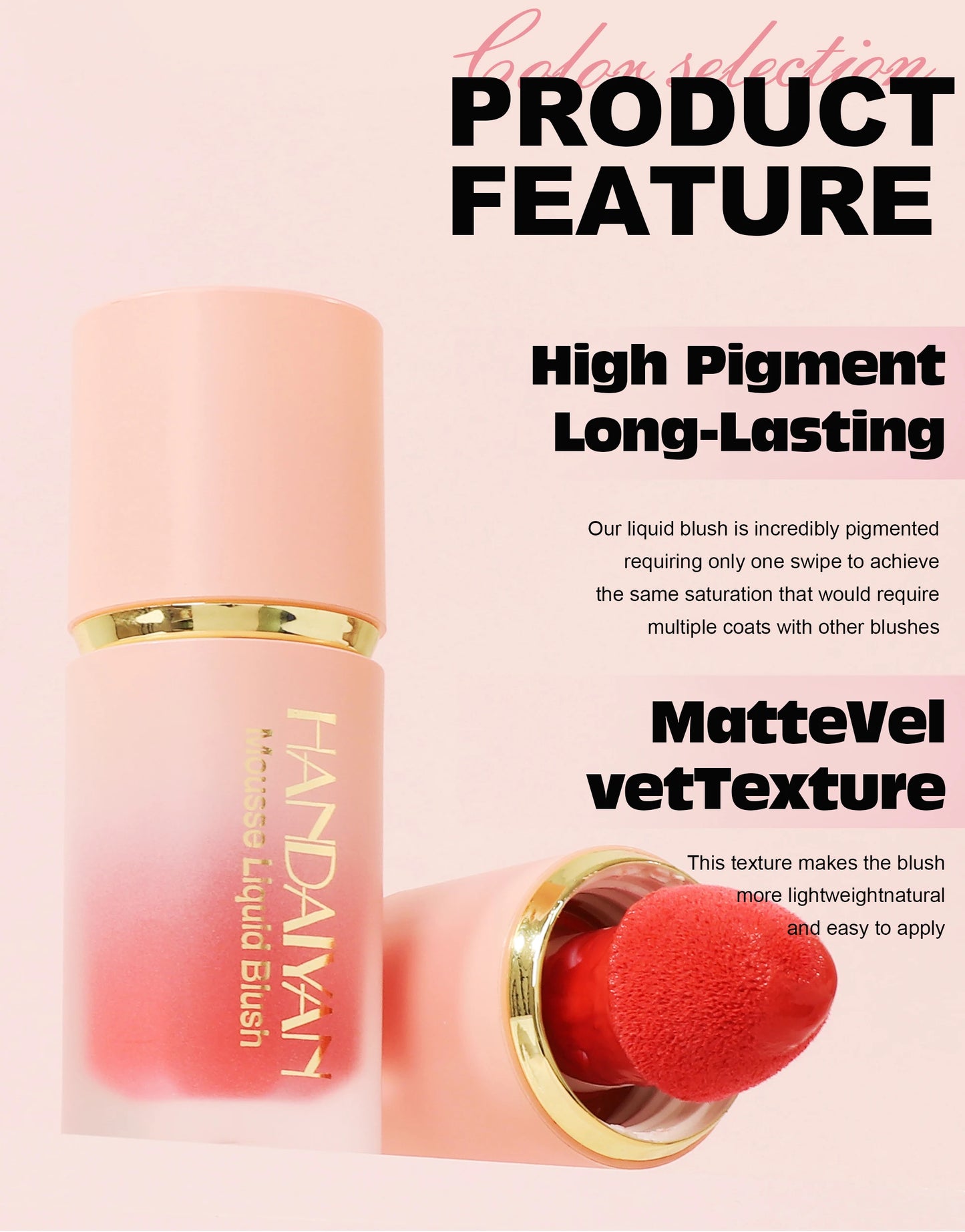 ๐ธ HANDAIYAN 6-Color Matte Liquid Blush โ Long-Lasting, Waterproof & Easy-Blend with Sponge Tip