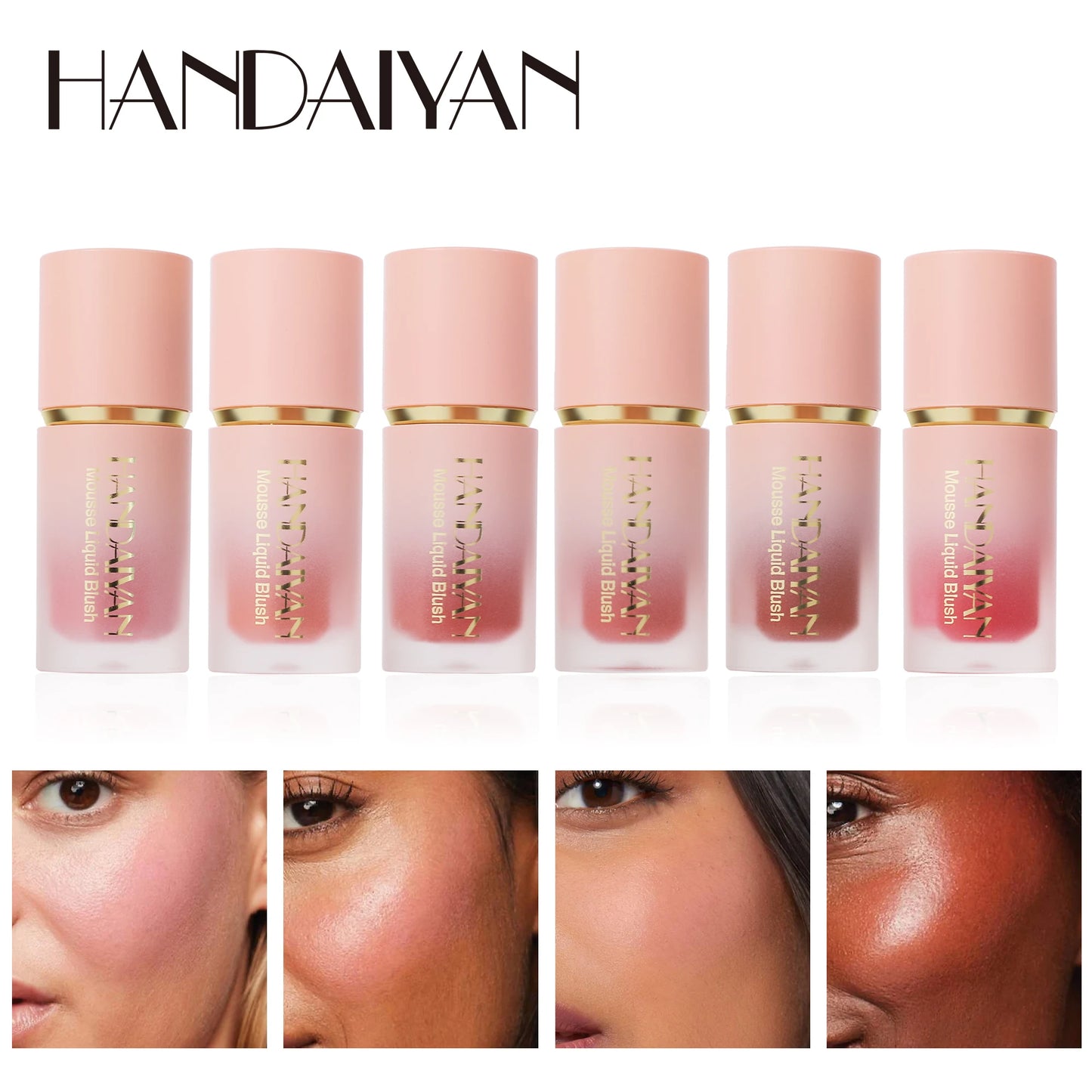 ๐ธ HANDAIYAN 6-Color Matte Liquid Blush โ Long-Lasting, Waterproof & Easy-Blend with Sponge Tip