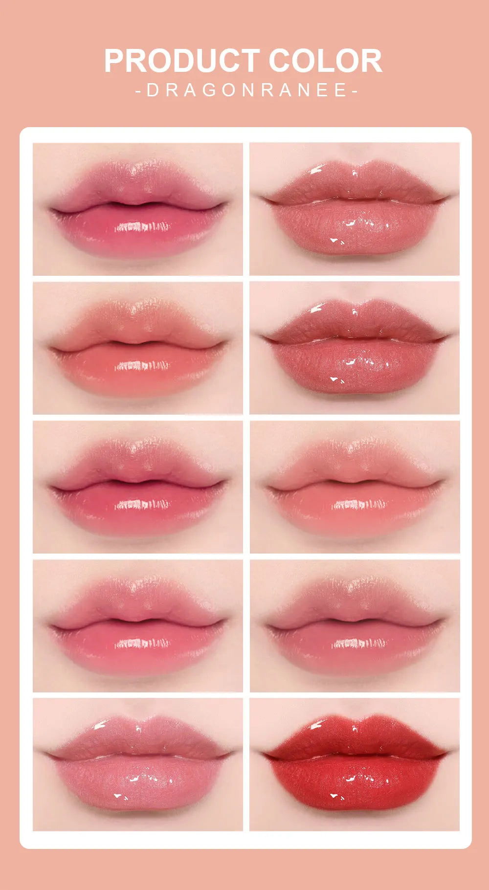 10-Piece Glitter Lip Gloss Set – Moisturizing, Non-Stick, Long-Lasting & Pearlescent Shine