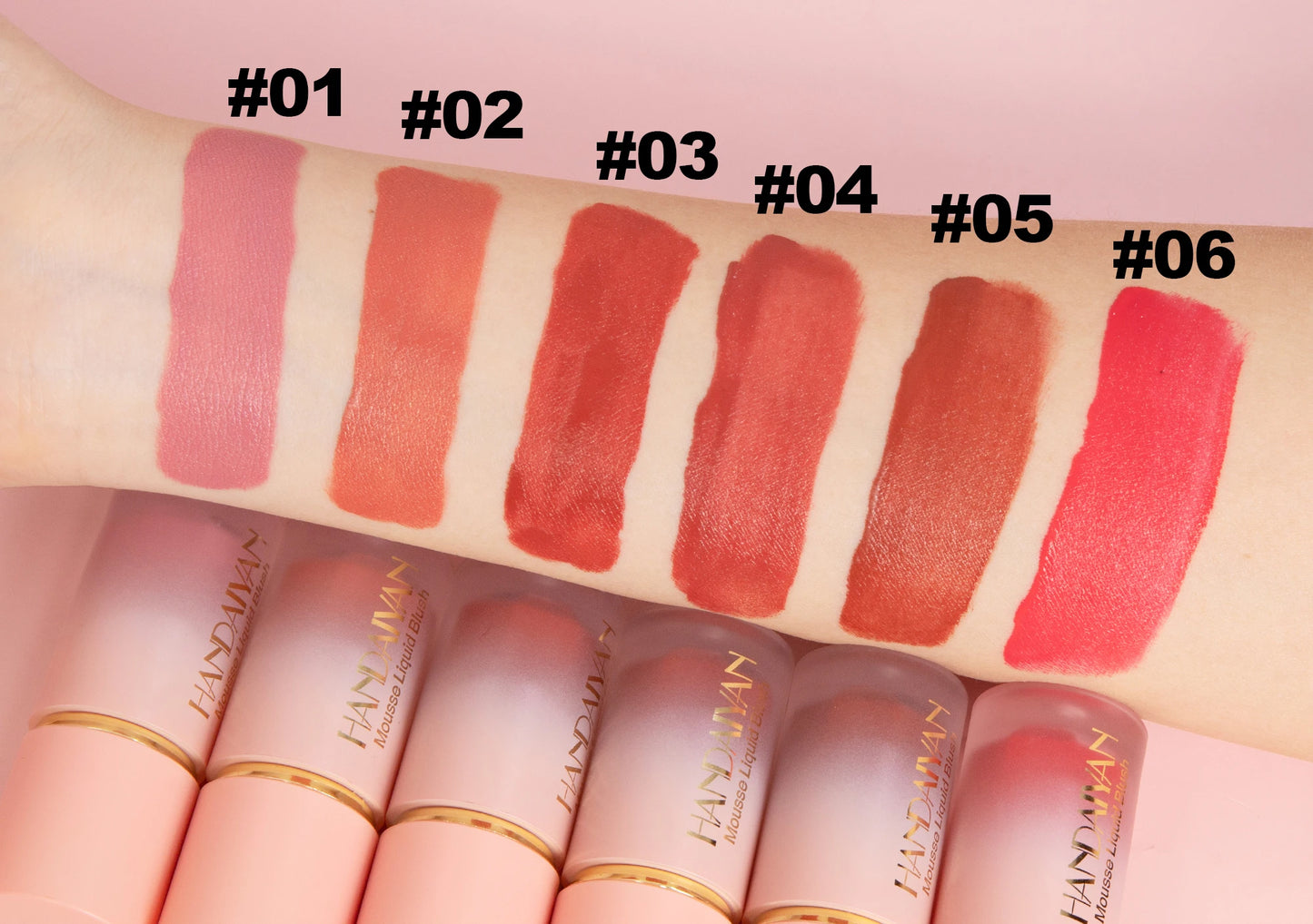 ๐ธ HANDAIYAN 6-Color Matte Liquid Blush โ Long-Lasting, Waterproof & Easy-Blend with Sponge Tip