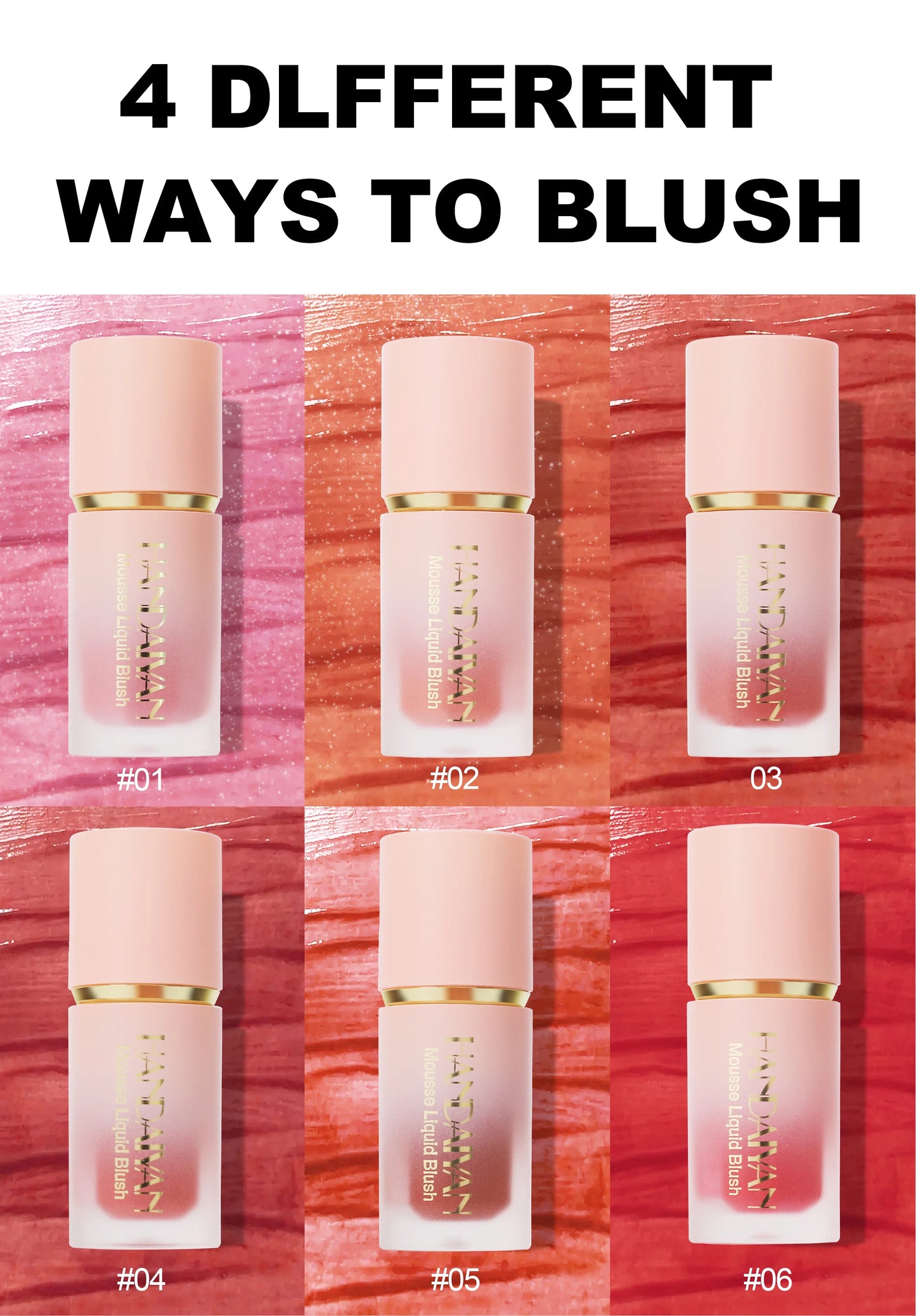 ๐ธ HANDAIYAN 6-Color Matte Liquid Blush โ Long-Lasting, Waterproof & Easy-Blend with Sponge Tip