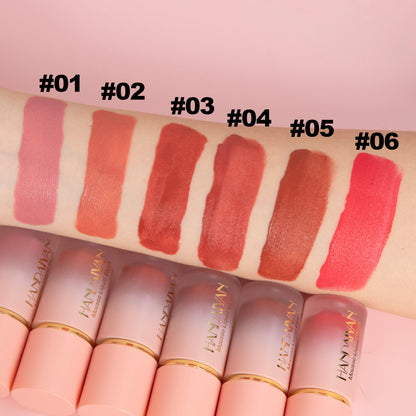 🌸 HANDAIYAN 6-Color Matte Liquid Blush – Long-Lasting, Waterproof & Easy-Blend with Sponge Tip