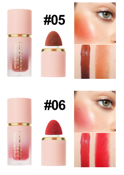 🌸 HANDAIYAN 6-Color Matte Liquid Blush – Long-Lasting, Waterproof & Easy-Blend with Sponge Tip