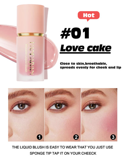 🌸 HANDAIYAN 6-Color Matte Liquid Blush – Long-Lasting, Waterproof & Easy-Blend with Sponge Tip