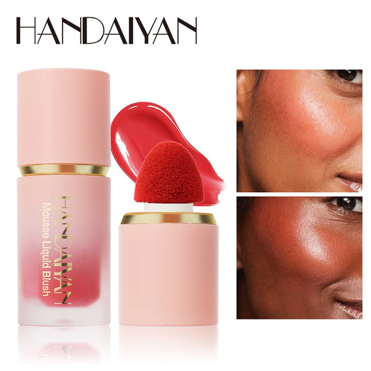 🌸 HANDAIYAN 6-Color Matte Liquid Blush – Long-Lasting, Waterproof & Easy-Blend with Sponge Tip