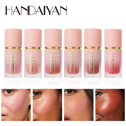 🌸 HANDAIYAN 6-Color Matte Liquid Blush – Long-Lasting, Waterproof & Easy-Blend with Sponge Tip
