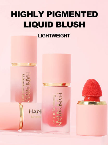 🌸 HANDAIYAN 6-Color Matte Liquid Blush – Long-Lasting, Waterproof & Easy-Blend with Sponge Tip