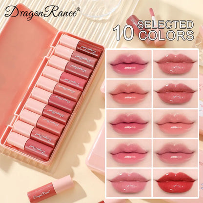 10-Piece Glitter Lip Gloss Set – Moisturizing, Non-Stick, Long-Lasting & Pearlescent Shine